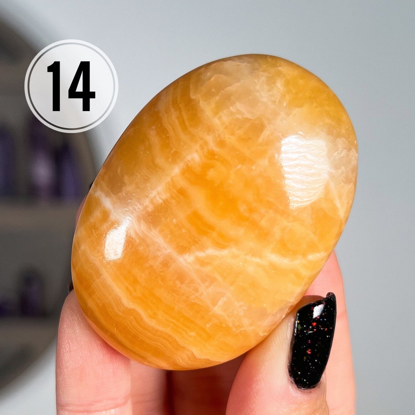 Orange Calcite Palm Stone
