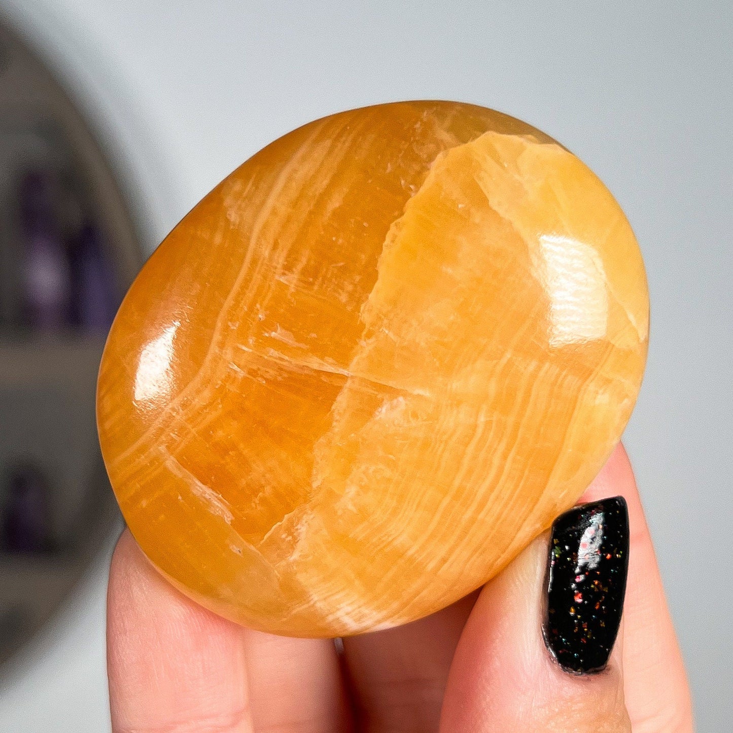 Orange Calcite Palm Stone