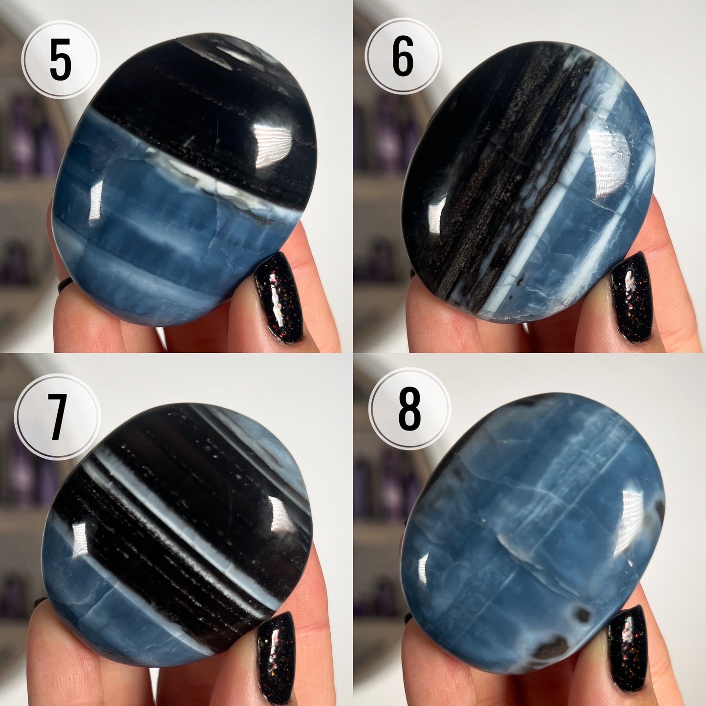 Blue Owyhee Opal Palm Pocket Stone