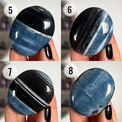 Blue Owyhee Opal Palm Pocket Stone