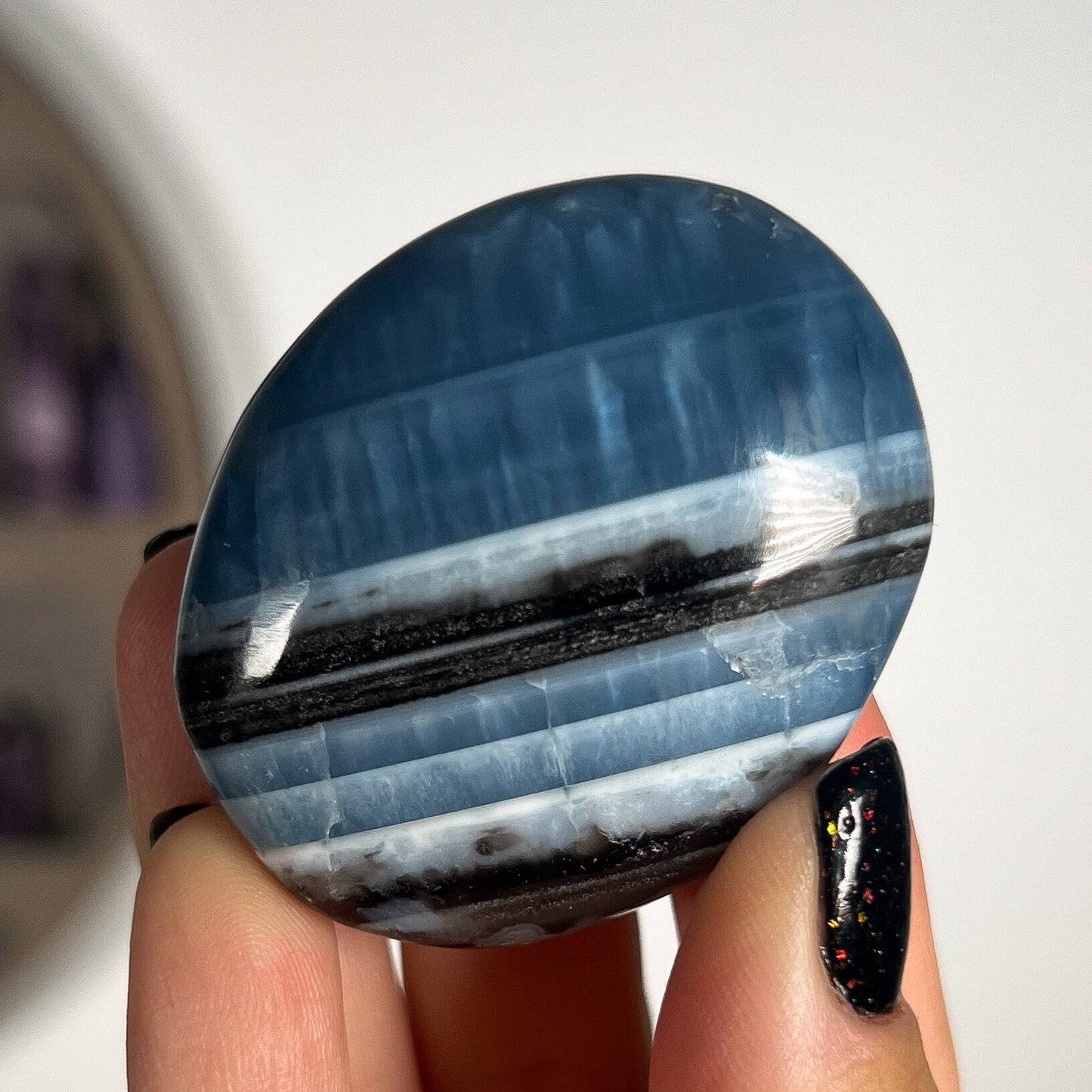 Blue Owyhee Opal Palm Pocket Stone