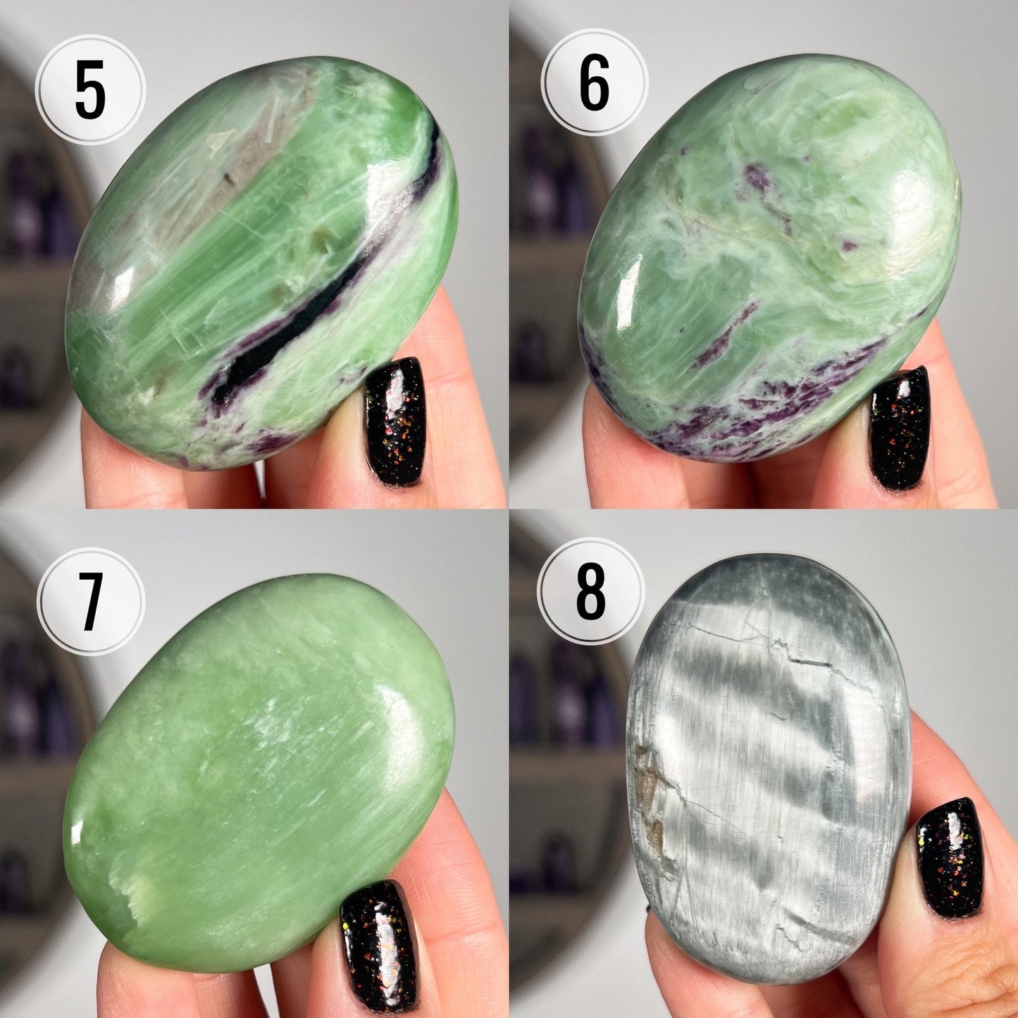 Green Kammererite Palm Stones