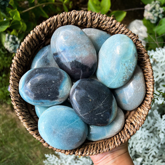 Blue Trolleite Palm Stones