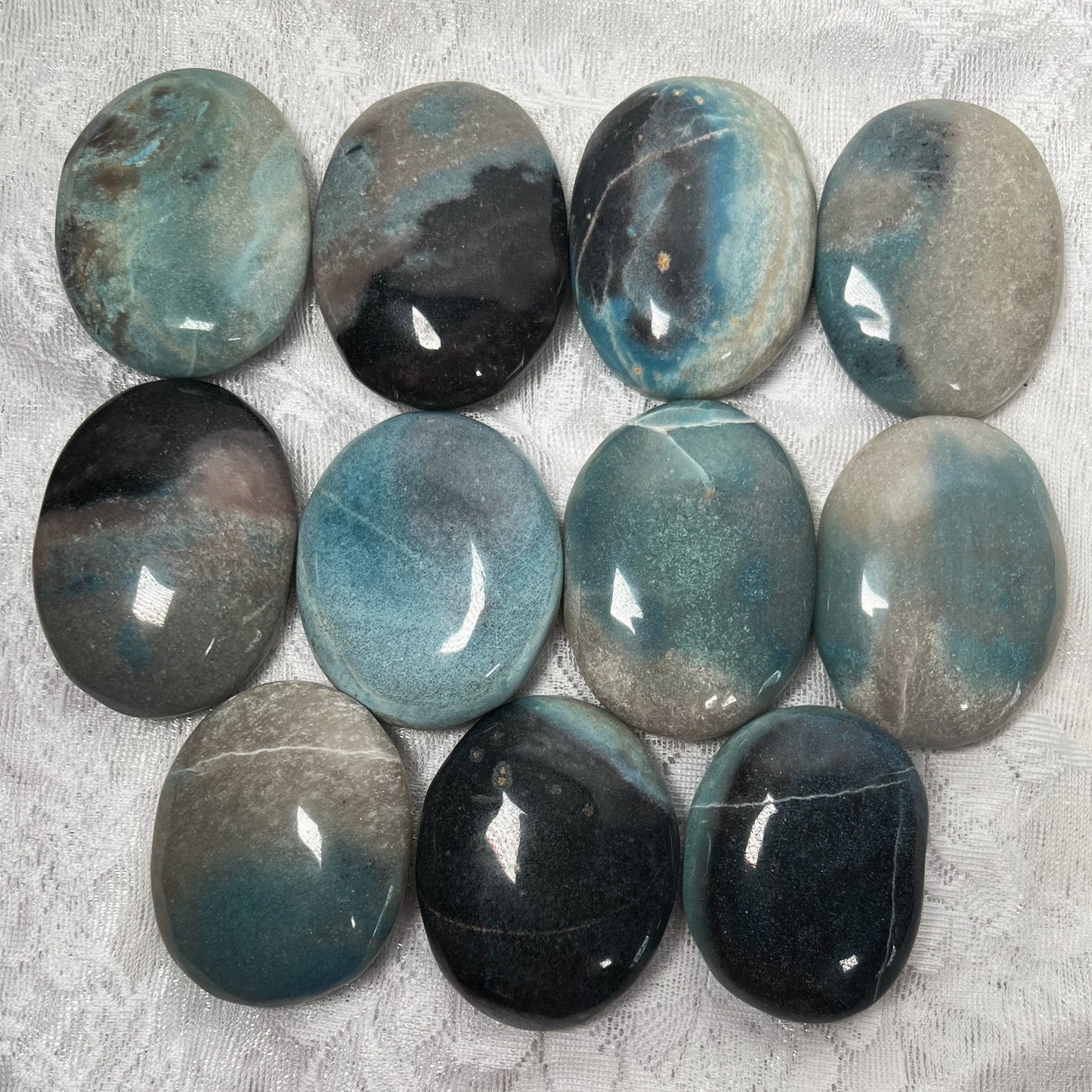 Blue Trolleite Palm Stones