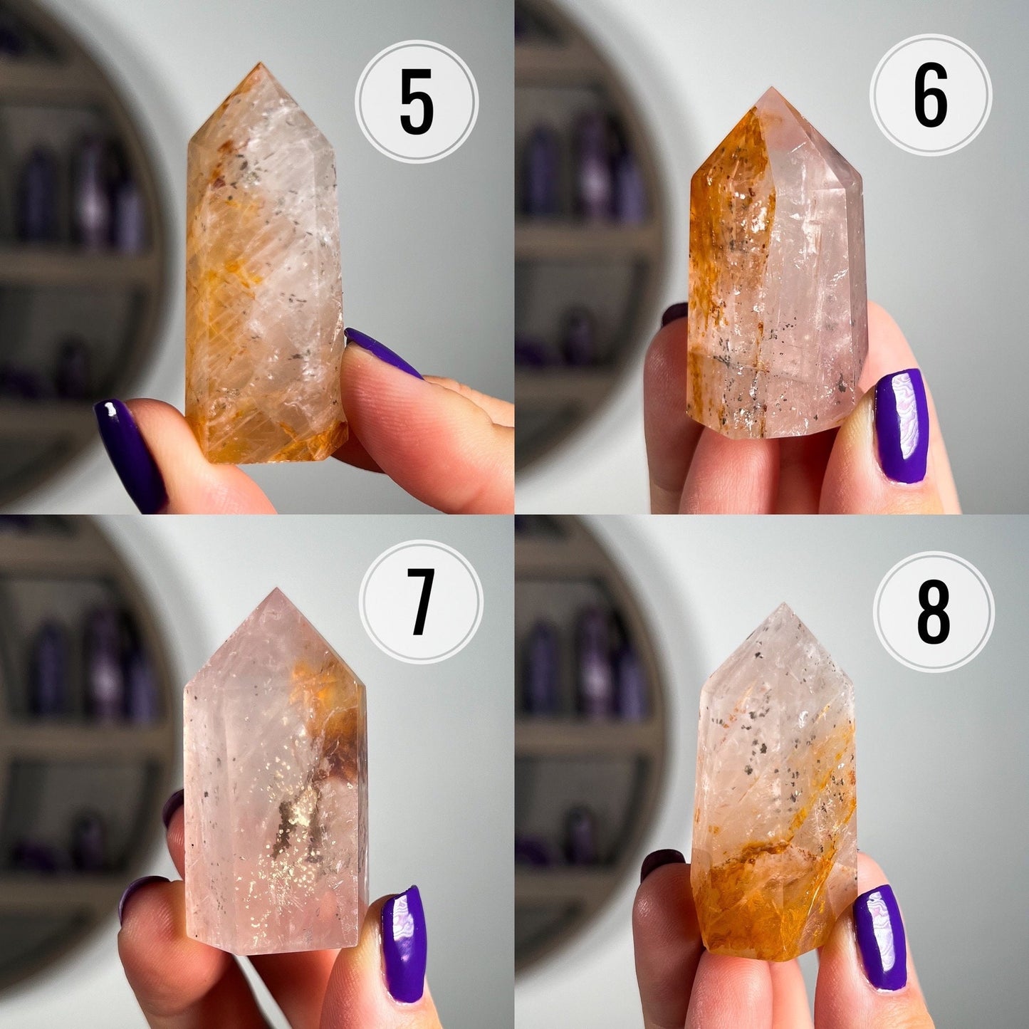 Pyrite in Rose Quartz Golden Healer Points