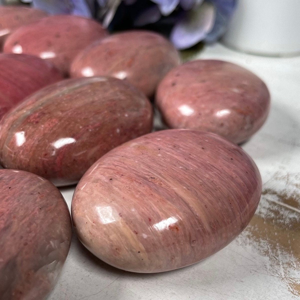 Pink Petrified Wood Palm Stones