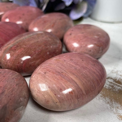 Pink Petrified Wood Palm Stones