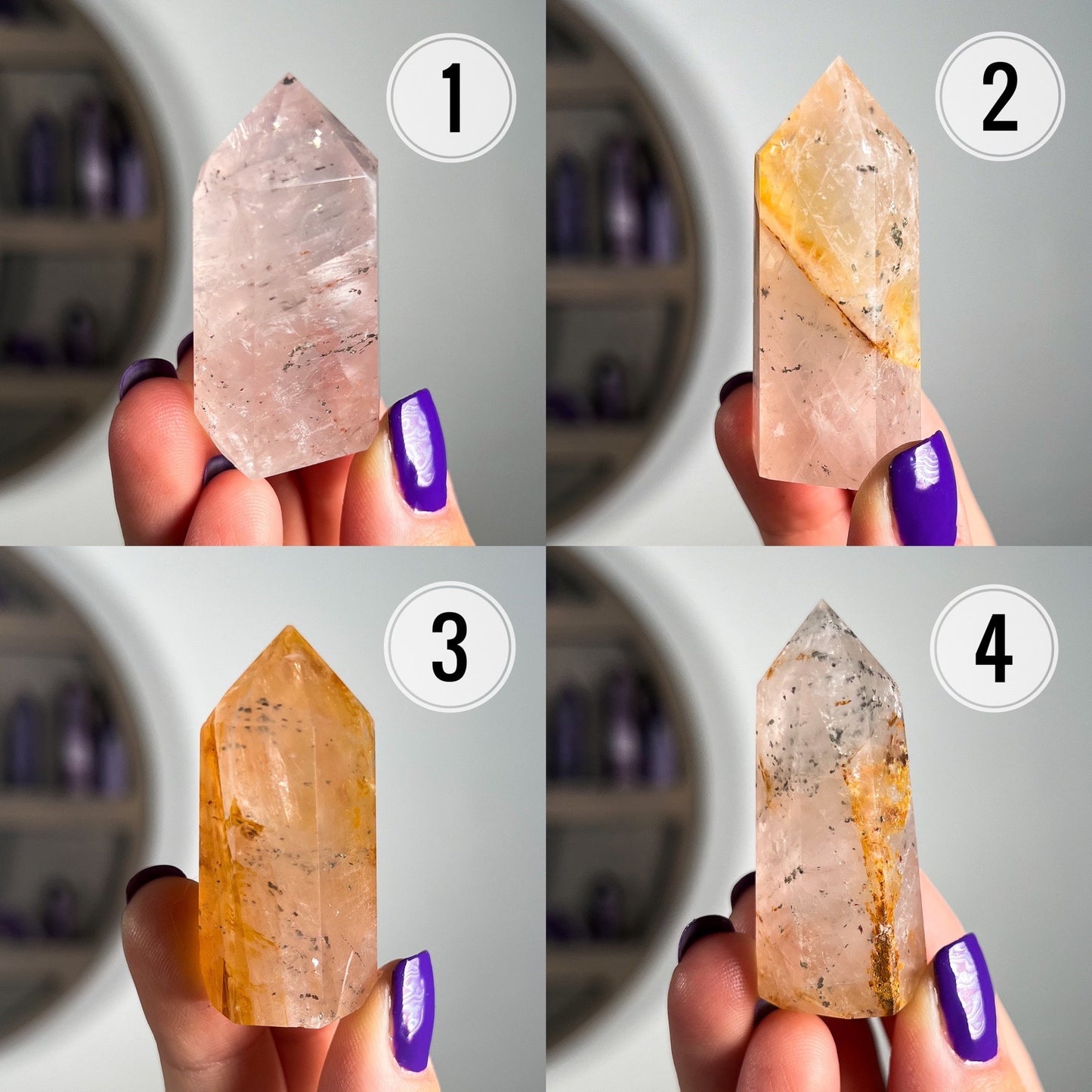 Pyrite in Rose Quartz Golden Healer Points