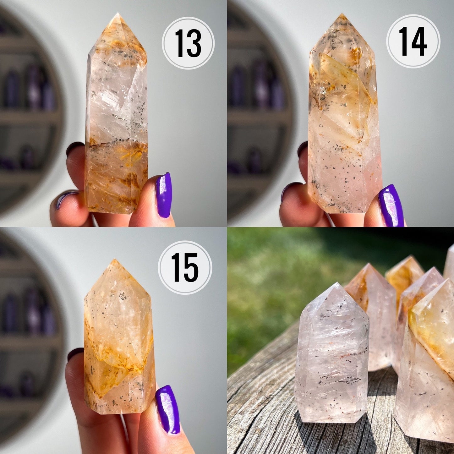Pyrite in Rose Quartz Golden Healer Points