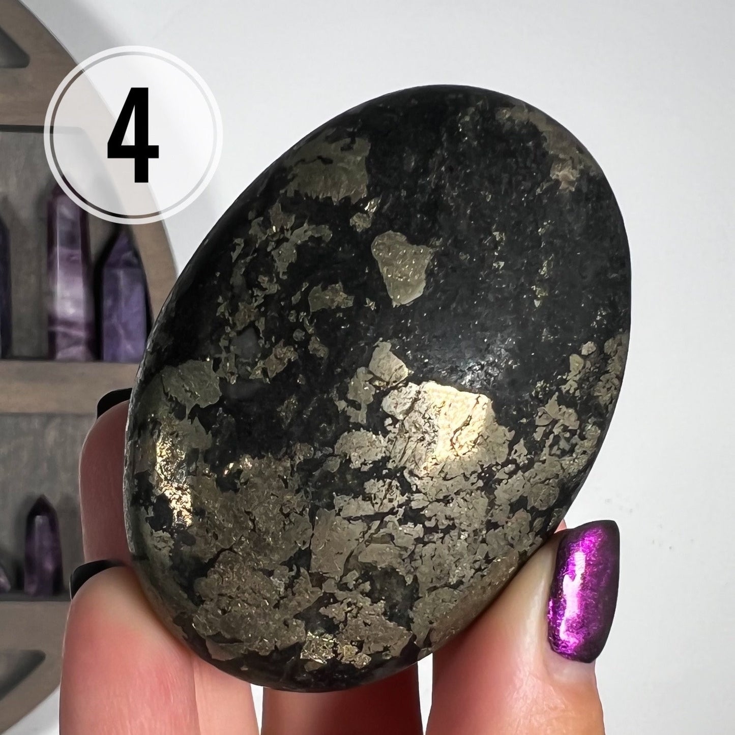 Black Pyrite Quartz Palm Stones