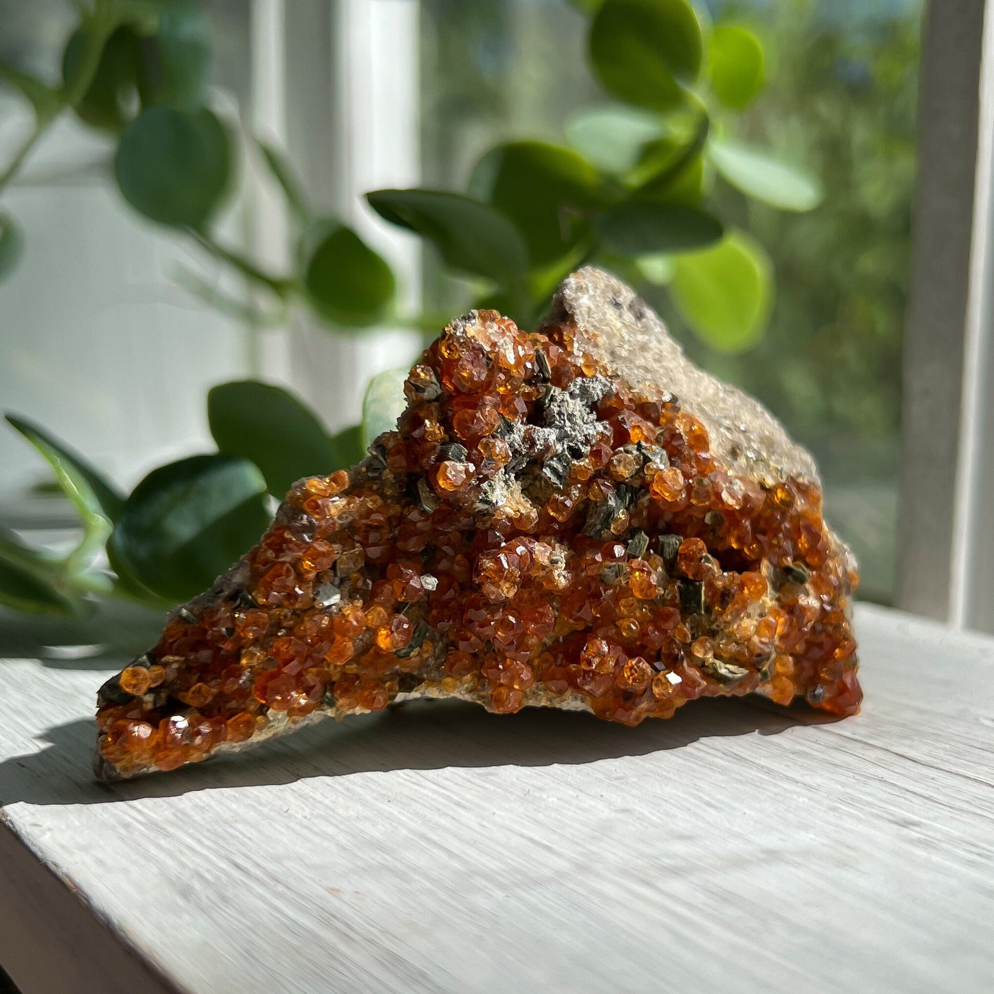 Spessartine Garnet on Feldspar