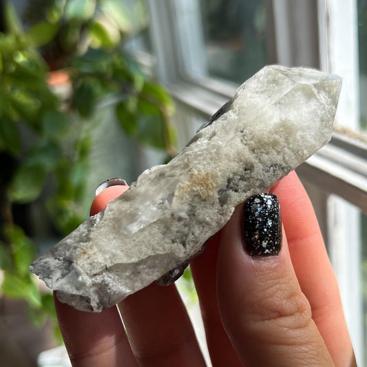 Corinto Garden Quartz Crystal, with Tourmaline Hairs