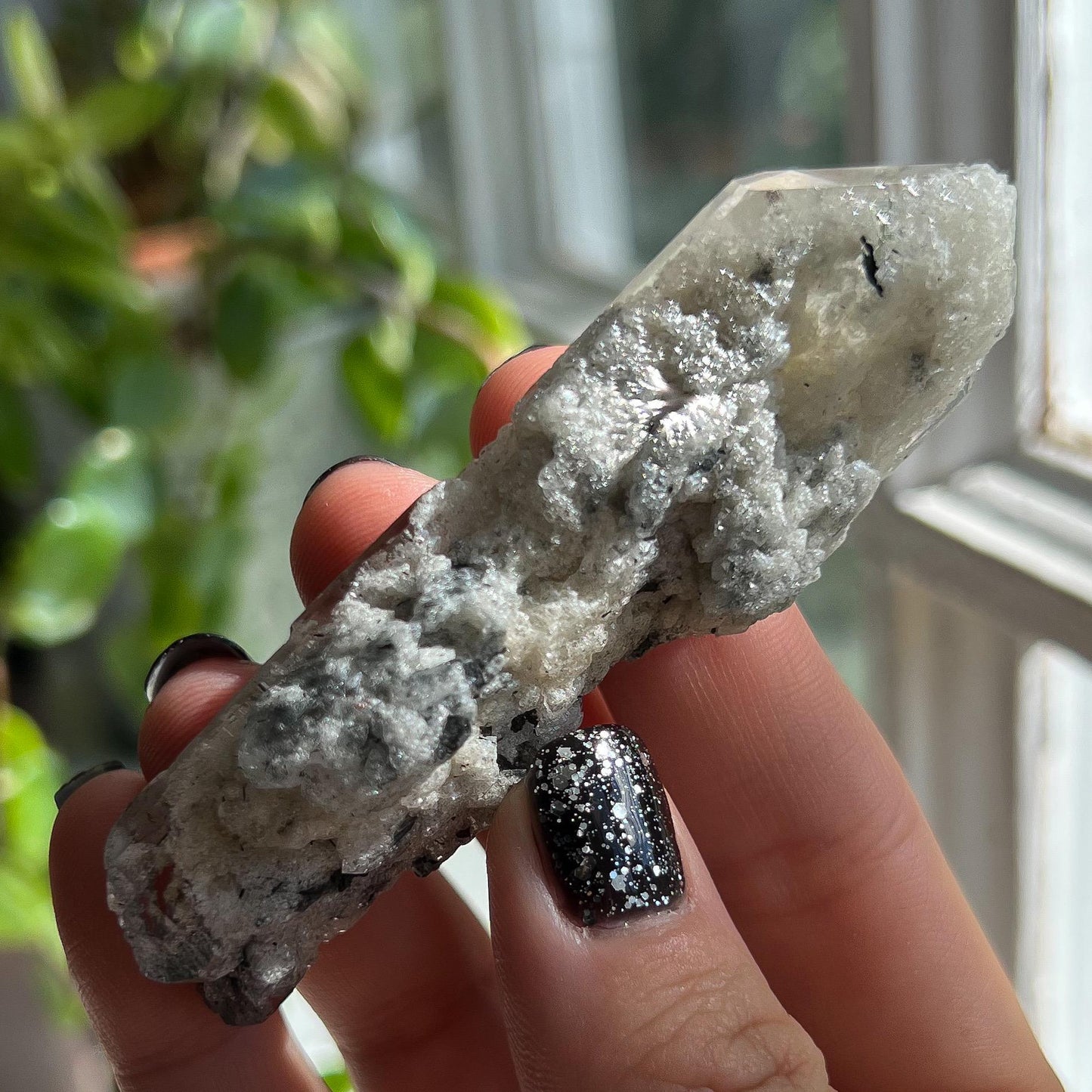 Corinto Garden Quartz Crystal, with Tourmaline Hairs