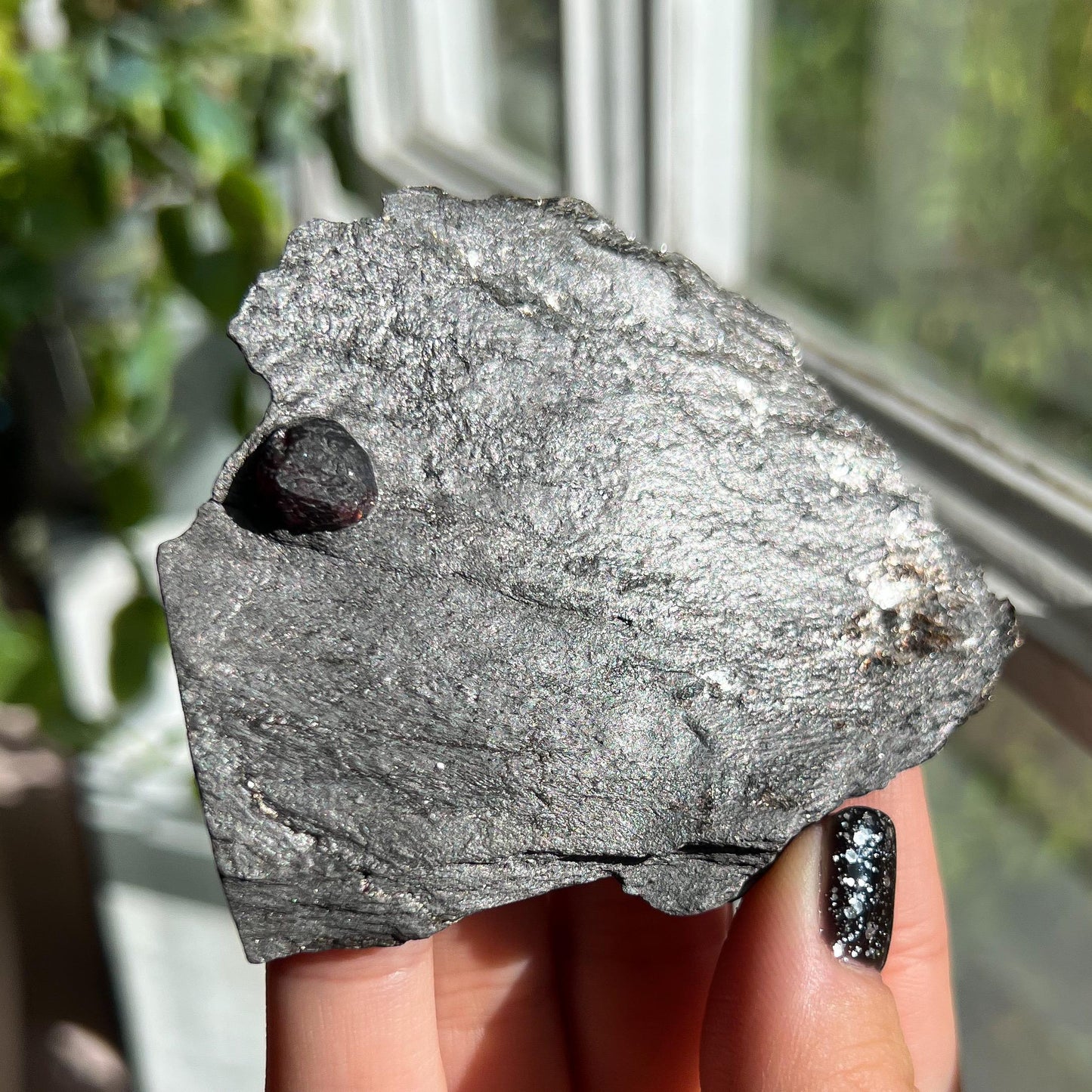 Large Garnet in Graphite