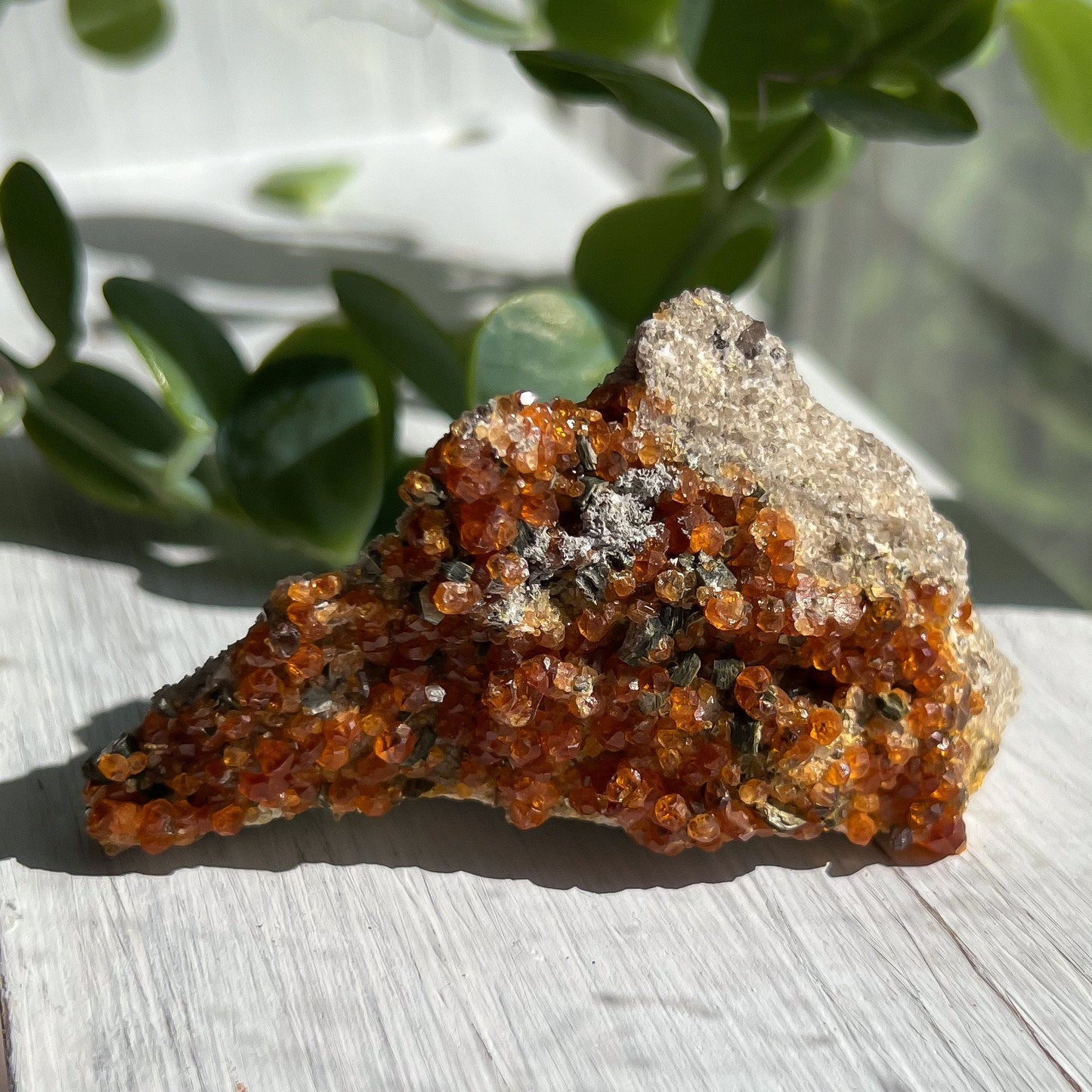 Spessartine Garnet on Feldspar