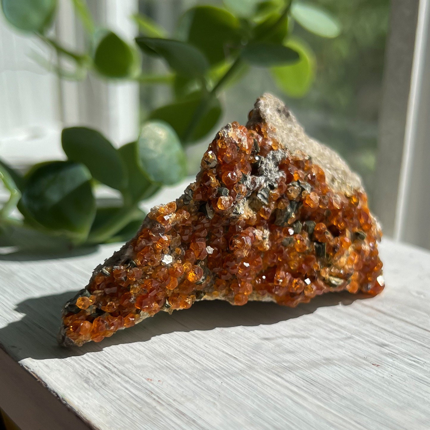 Spessartine Garnet on Feldspar
