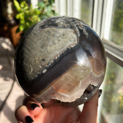 Druzy Agate Goethite Calcite Sphere