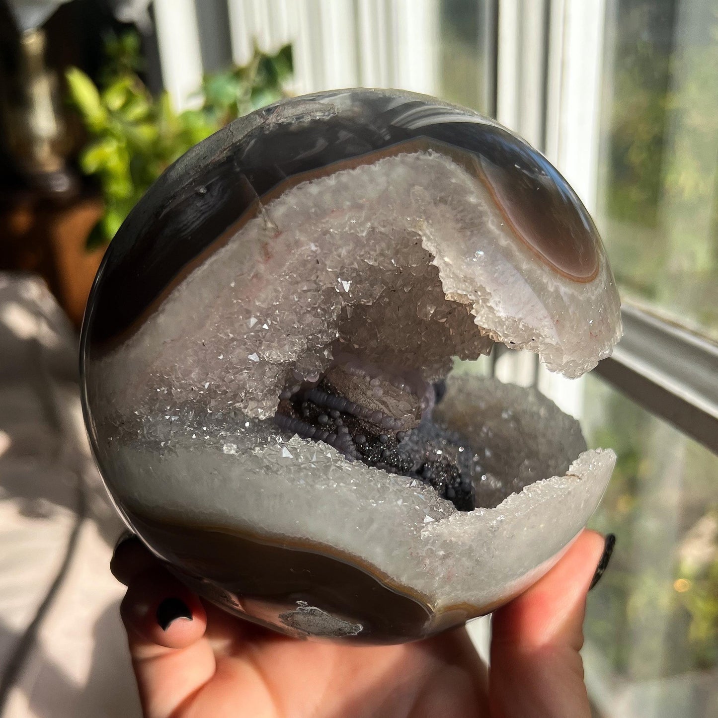 Druzy Agate Goethite Calcite Sphere