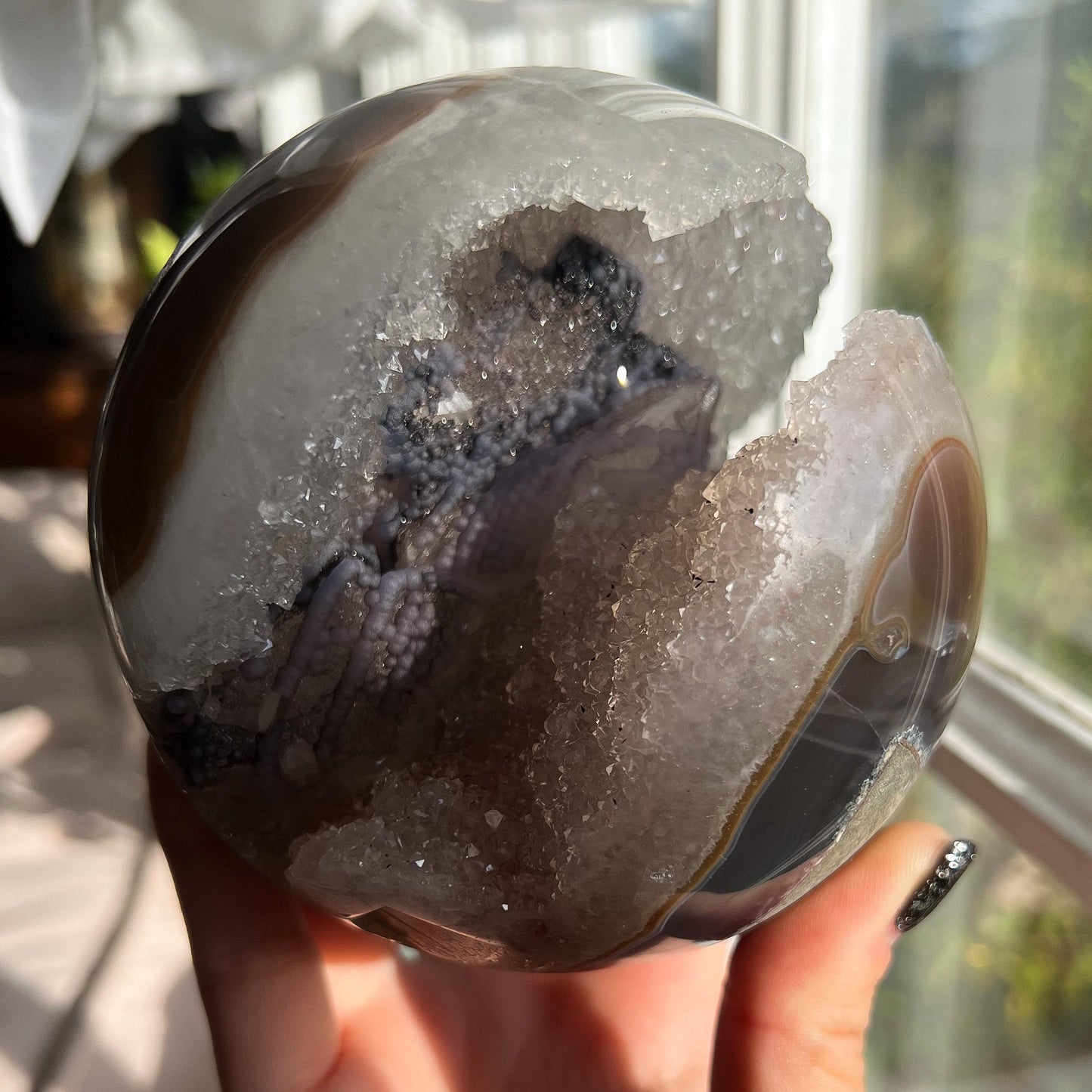 Druzy Agate Goethite Calcite Sphere