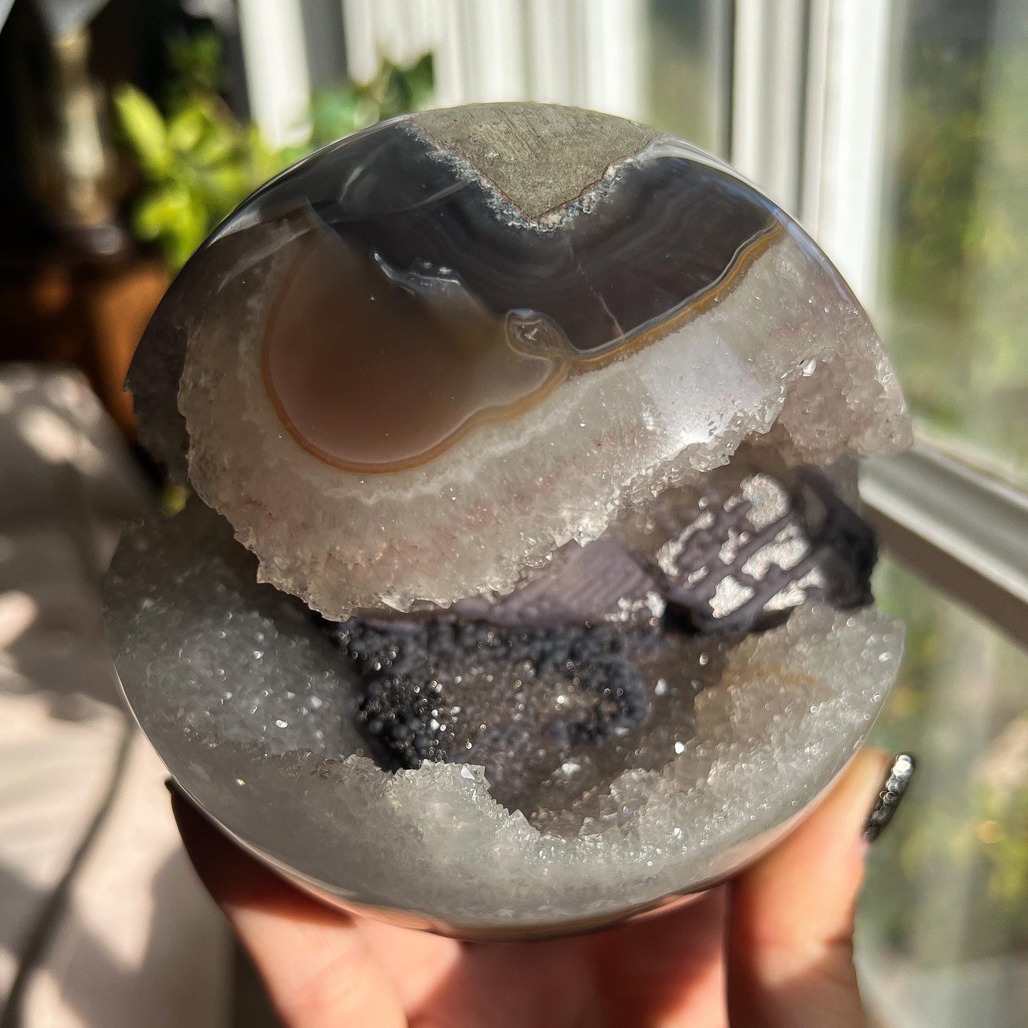 Druzy Agate Goethite Calcite Sphere