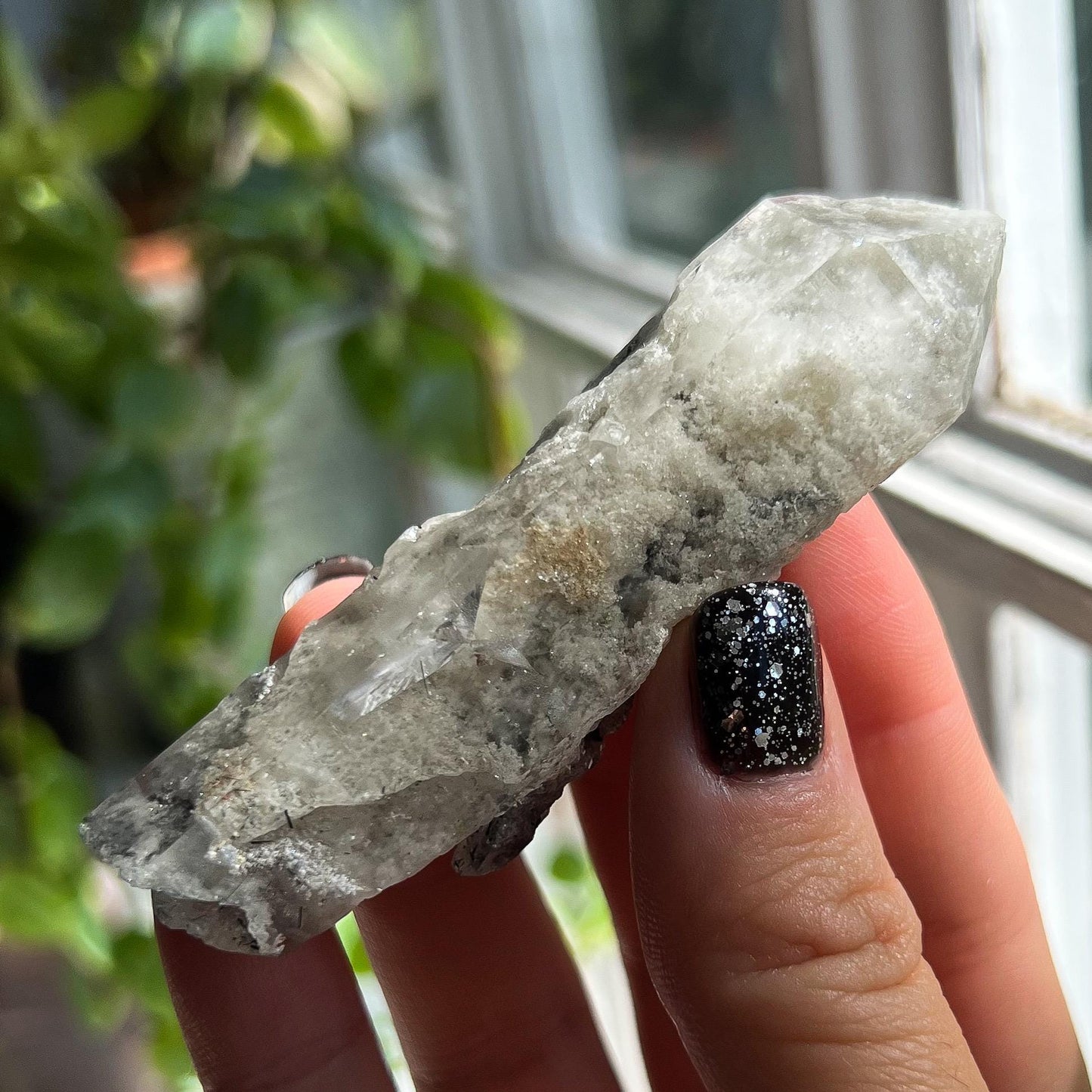 Corinto Garden Quartz Crystal, with Tourmaline Hairs