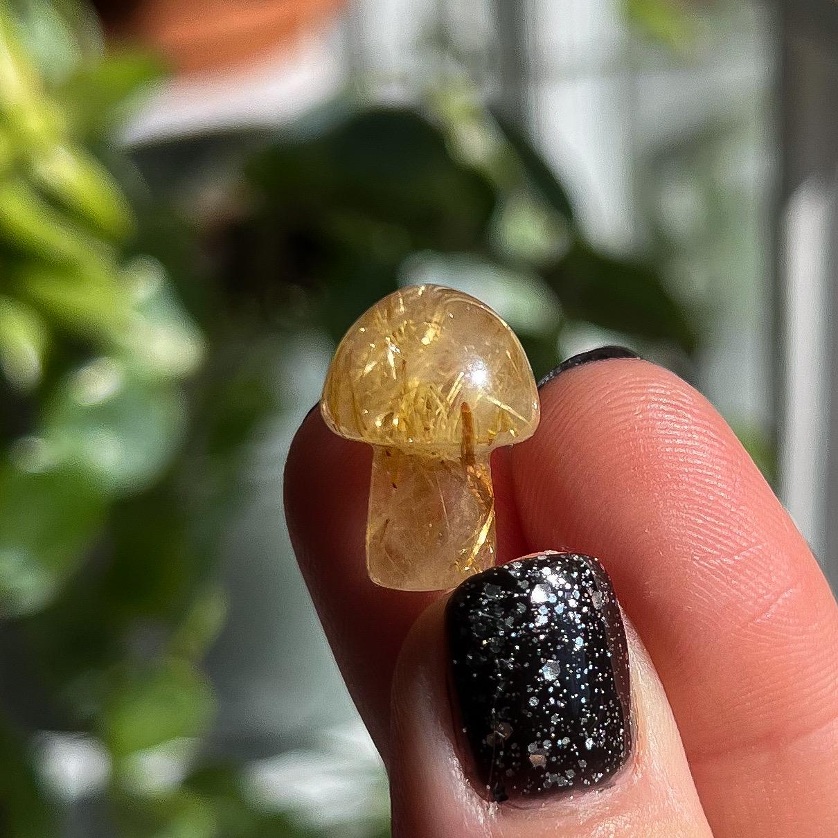 Gold Rutilated Quartz Mushroom