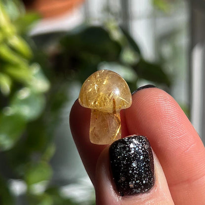 Gold Rutilated Quartz Mushroom
