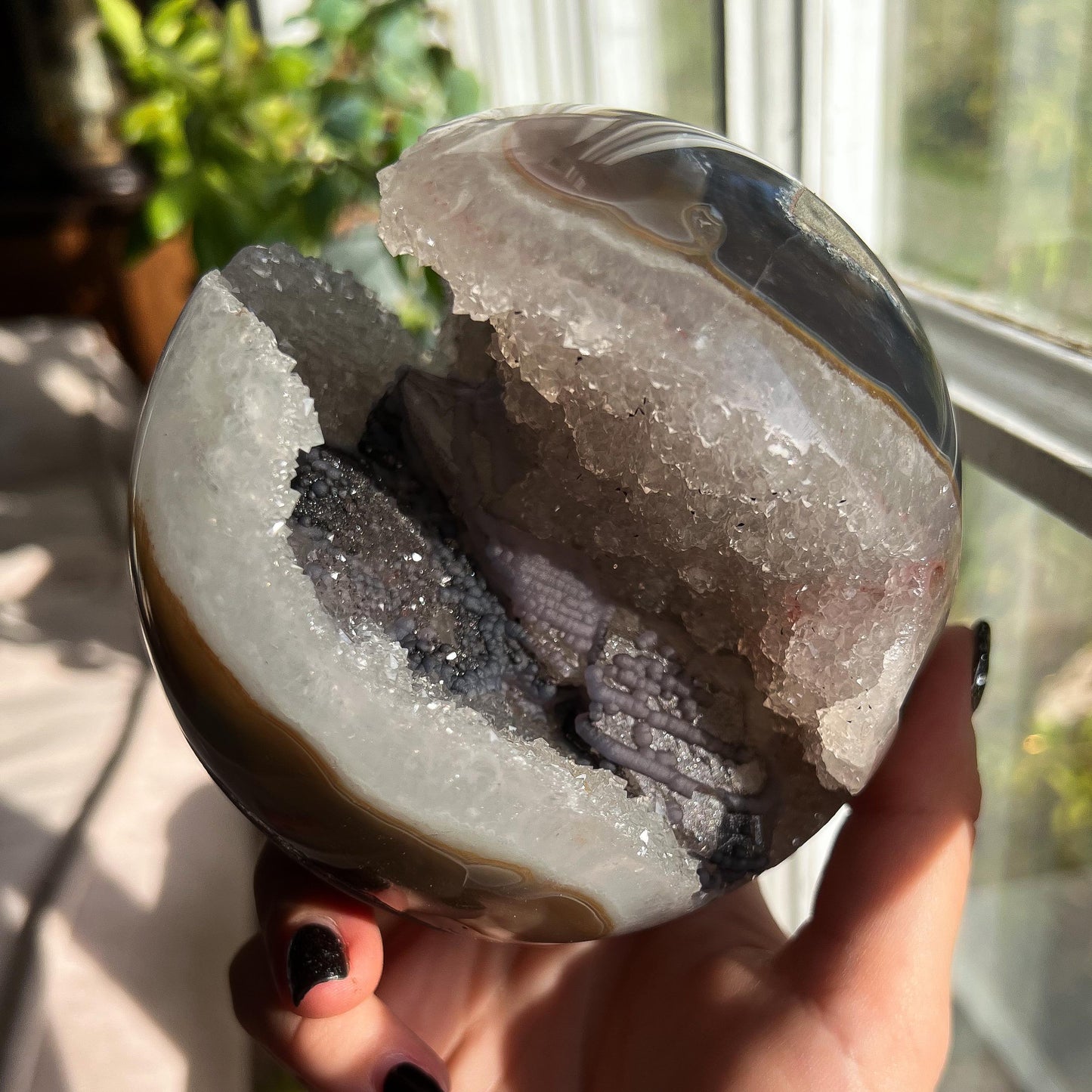 Druzy Agate Goethite Calcite Sphere