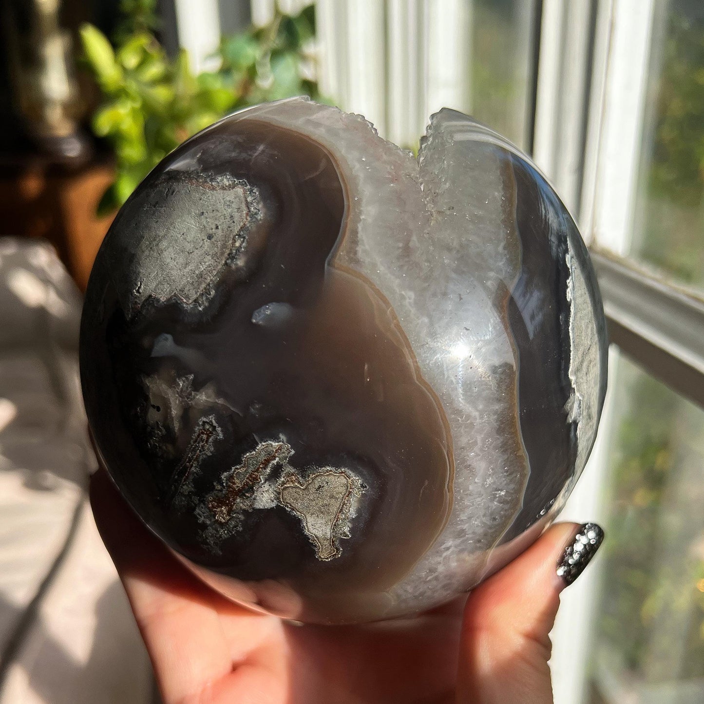 Druzy Agate Goethite Calcite Sphere