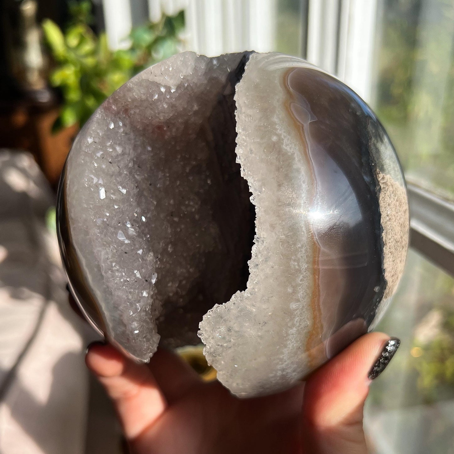 Druzy Agate Goethite Calcite Sphere