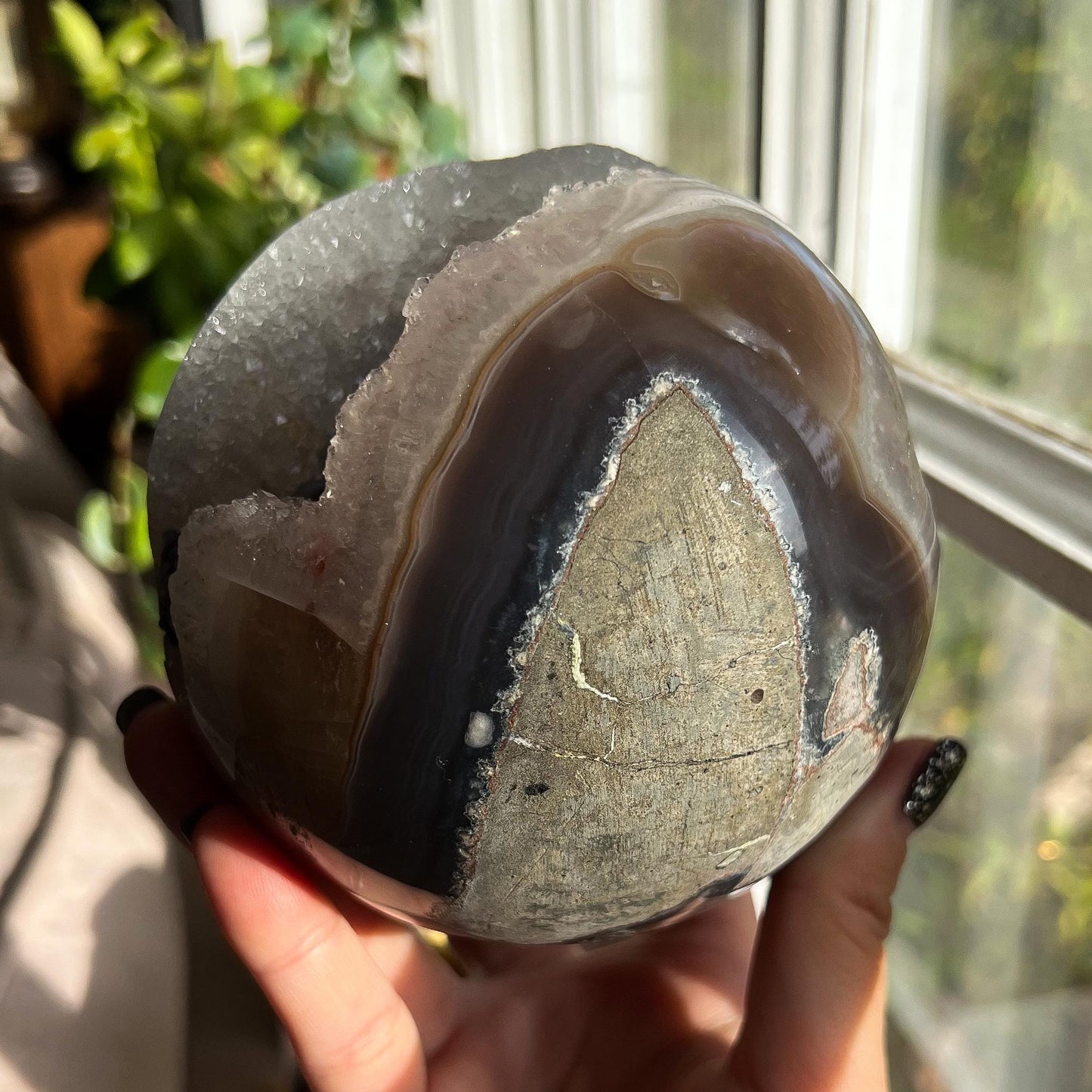 Druzy Agate Goethite Calcite Sphere