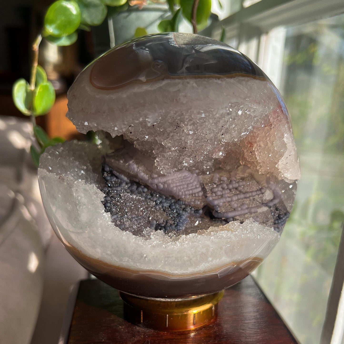 Druzy Agate Goethite Calcite Sphere