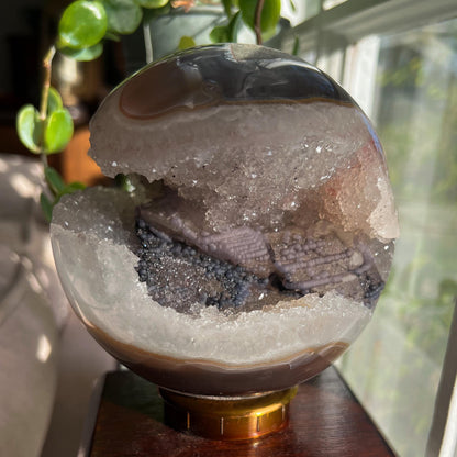 Druzy Agate Goethite Calcite Sphere