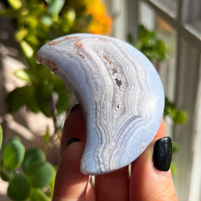 Druzy Blue Lace Agate Moon