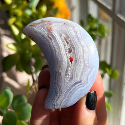 Druzy Blue Lace Agate Moon