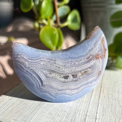 Druzy Blue Lace Agate Moon