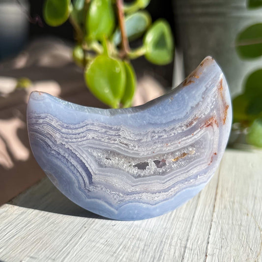 Druzy Blue Lace Agate Moon