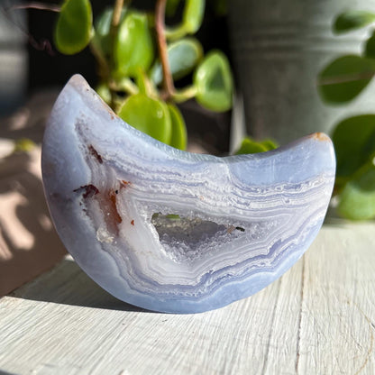Druzy Blue Lace Agate Moon