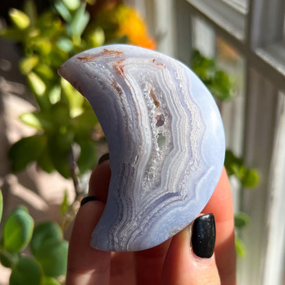 Druzy Blue Lace Agate Moon