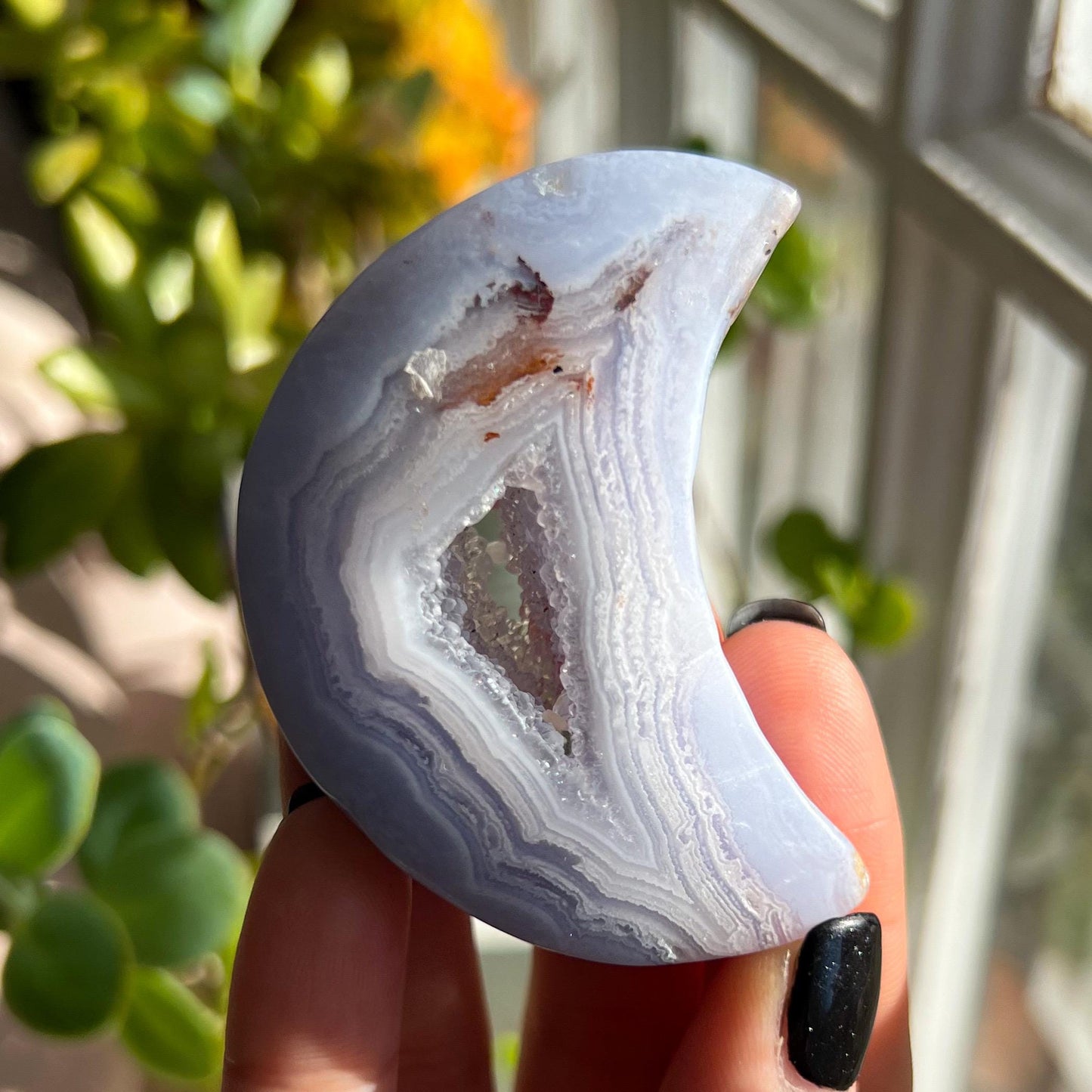 Druzy Blue Lace Agate Moon