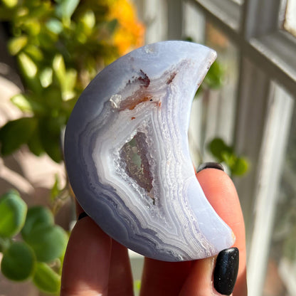 Druzy Blue Lace Agate Moon