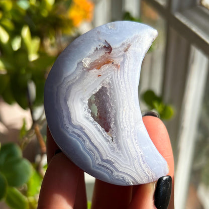 Druzy Blue Lace Agate Moon