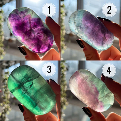 Pink Rainbow Fluorite Palm Stones