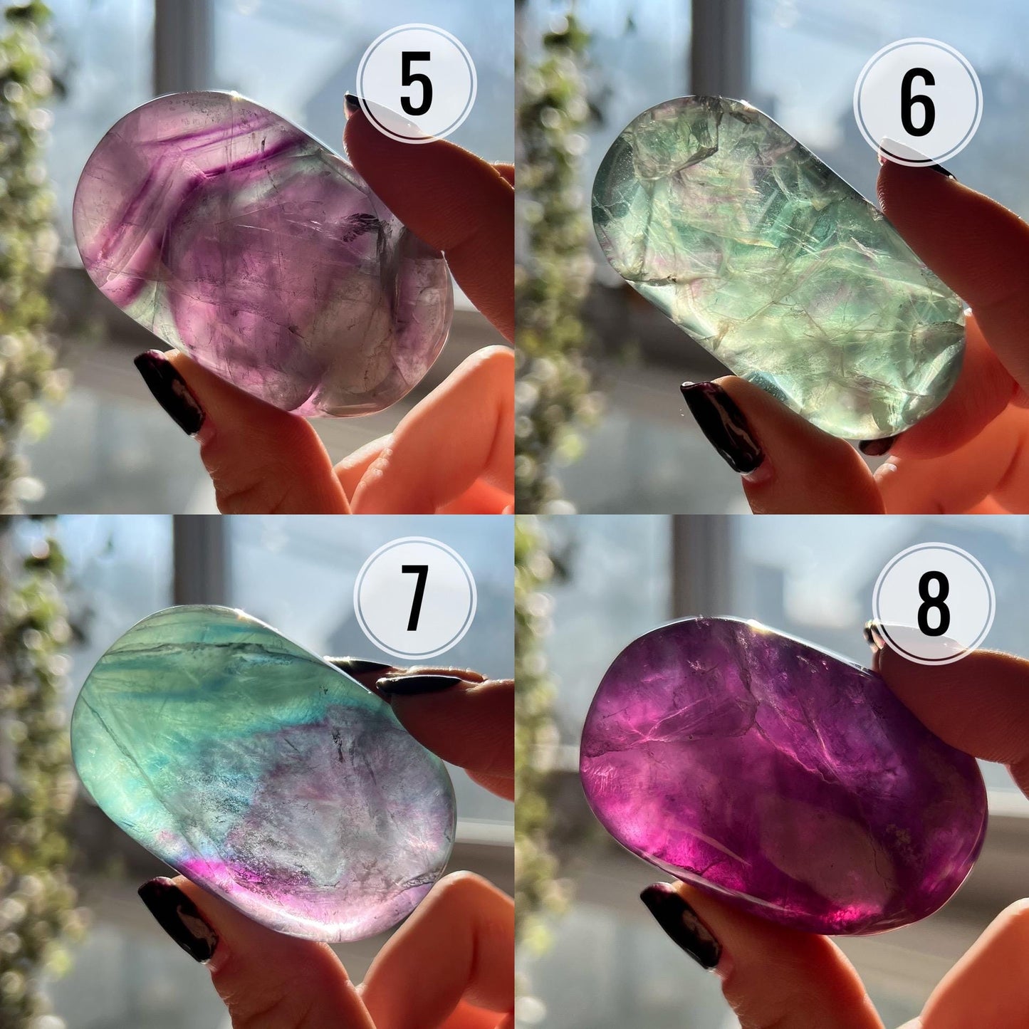 Pink Rainbow Fluorite Palm Stones