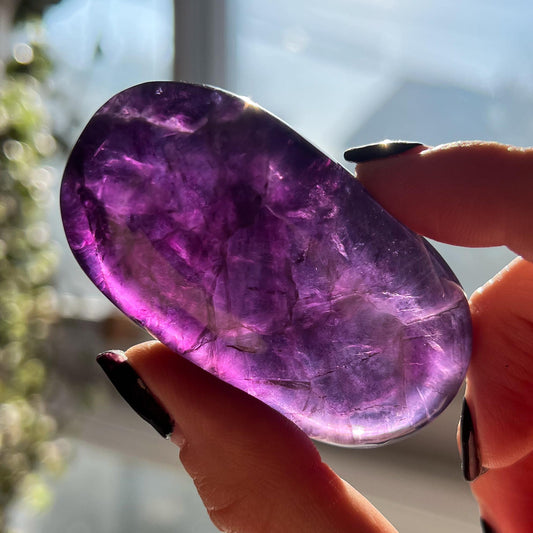 Pink Rainbow Fluorite Palm Stones