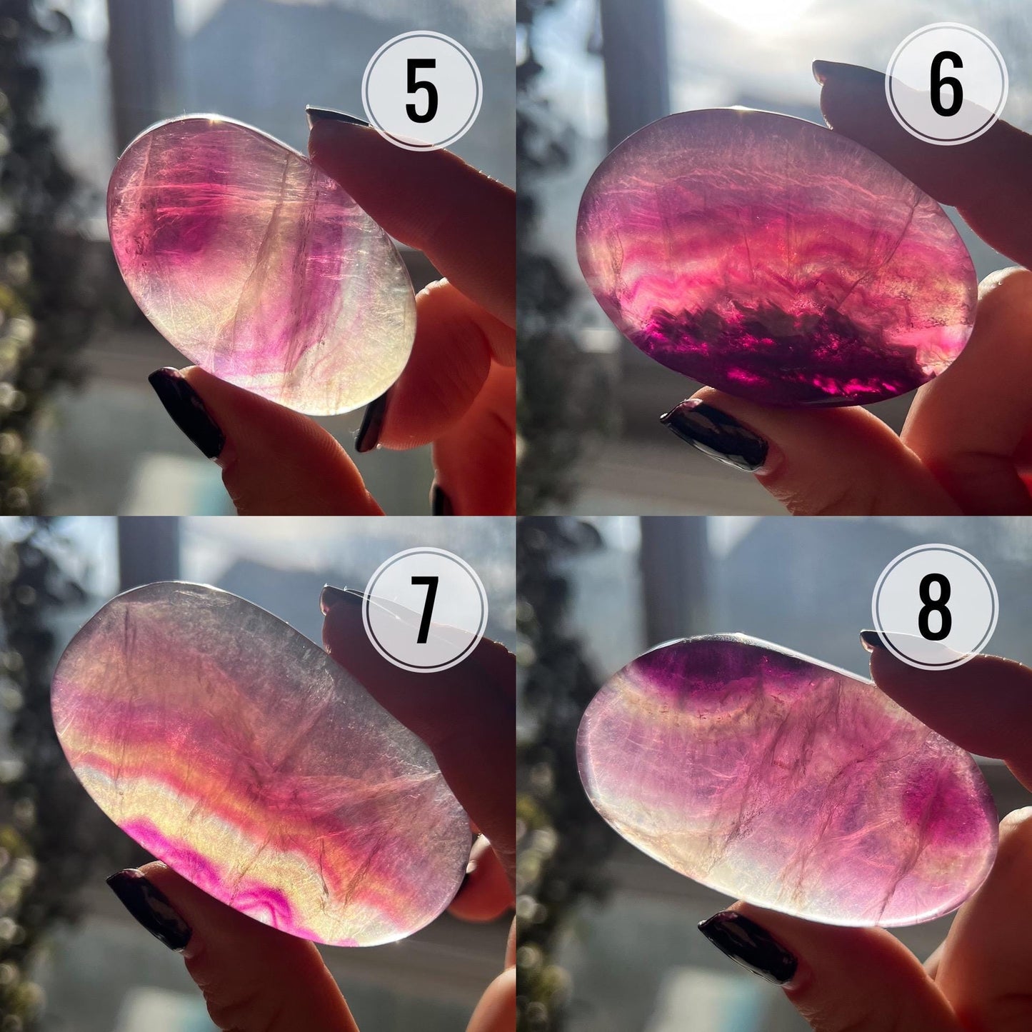 Pink Magenta Fluorite Palm Stones