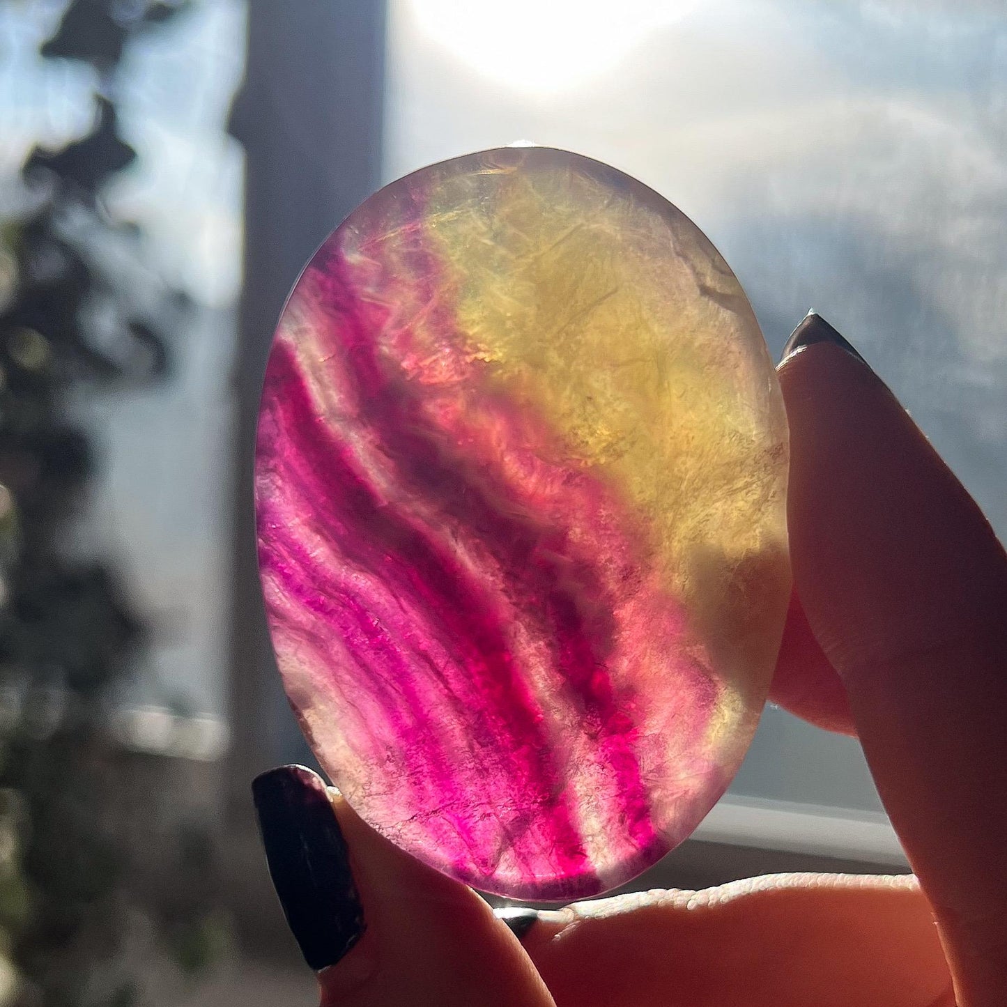 Pink Magenta Fluorite Palm Stones