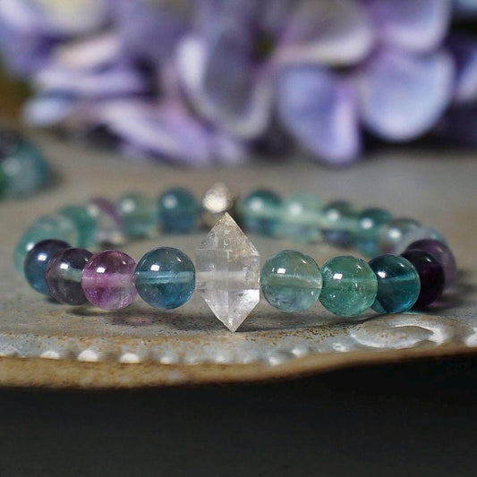 Herkimer Diamond Fluorite Bracelet