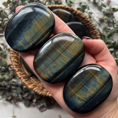 Blue Tigers Eye Palm Stones