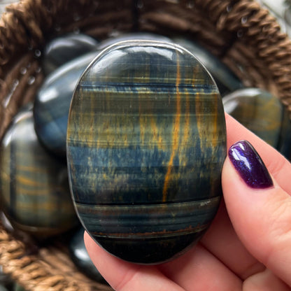 Blue Tigers Eye Palm Stones